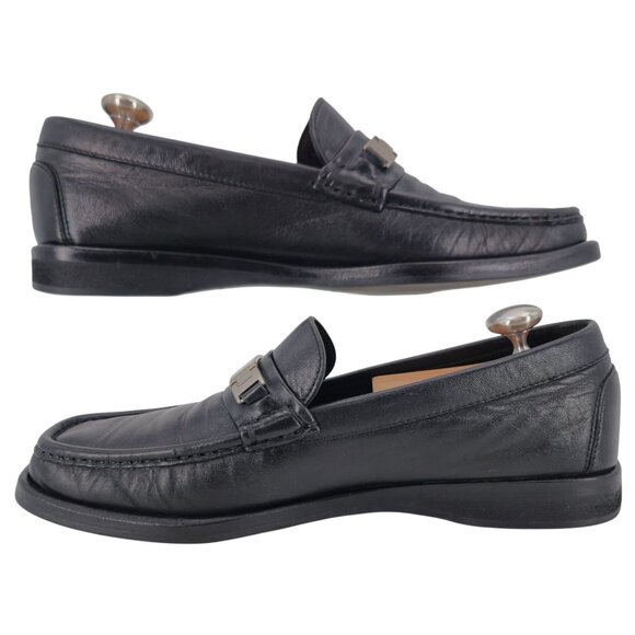 Salvatore Ferragamo Italy Men's 8.5D Black Leather Dress Shoes Logo Bit Loafers - Picture 9 of 11